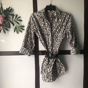 Chicos leopard print long sleeve button down shirt.